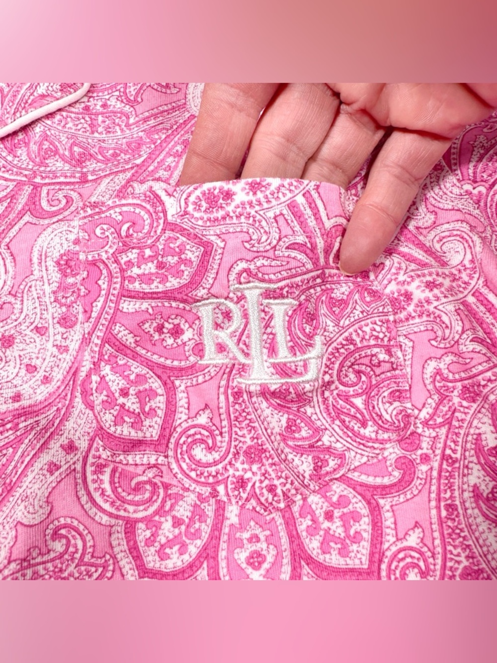 Lauren Ralph Lauren Pink Paisley Short Sleeve Pajama Set Sz Small Cotton Lounge - Picture 5 of 14
